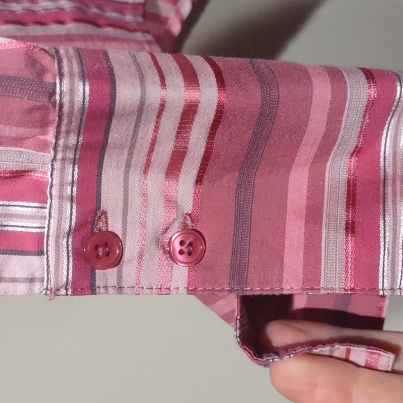 New York & Company Pink Striped Shirt, M - Picture 2 of 7
